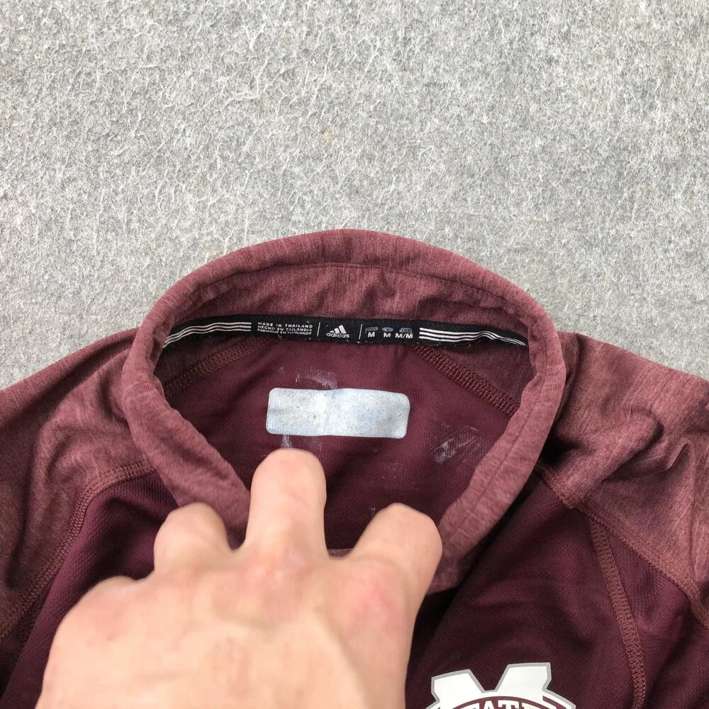 Mississippi State Bulldogs Polo Shirt Mens Medium Red NCAA Football Adidas Logo